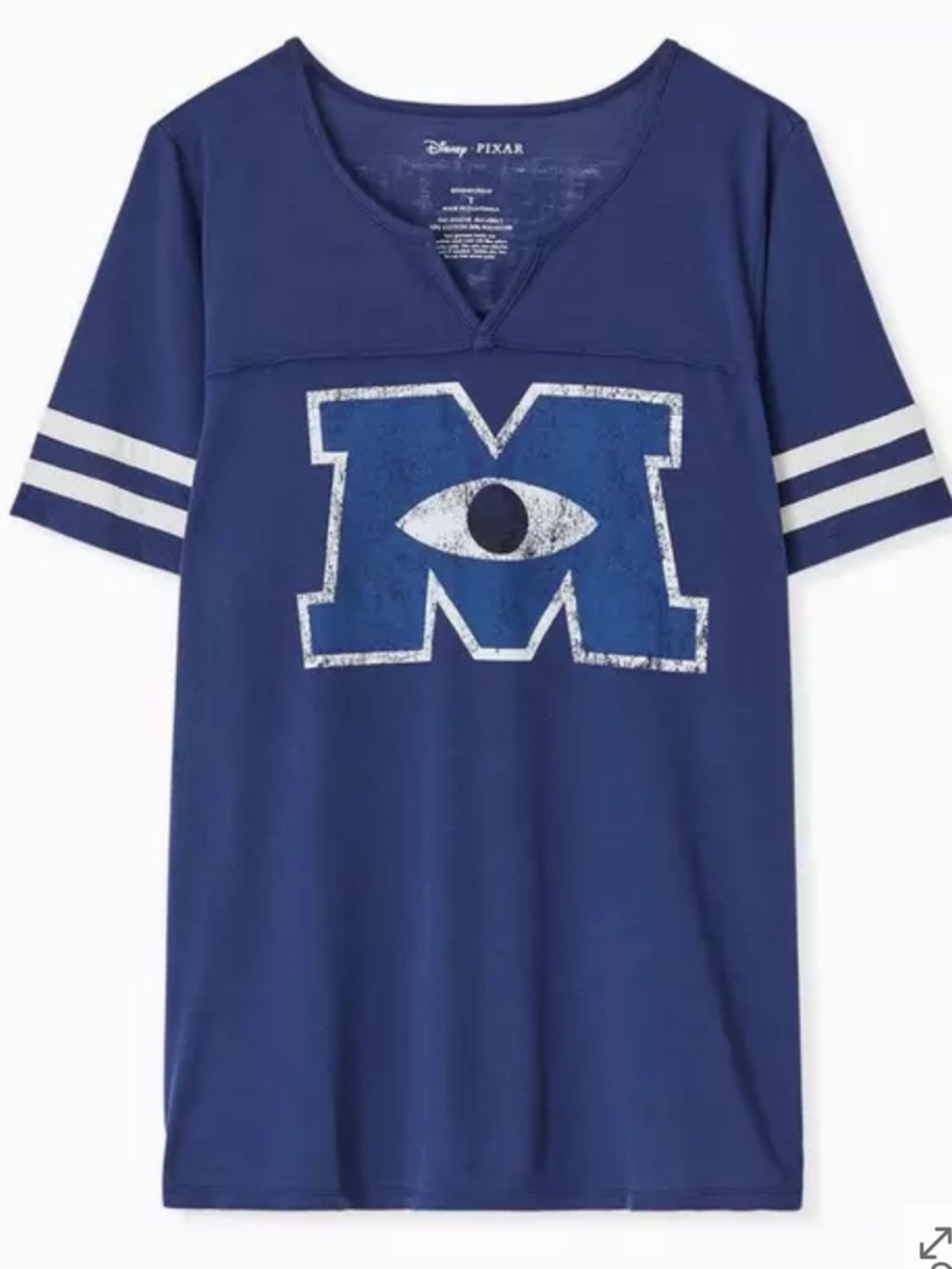 Torrid Navy Blue Monsters University Football Tee with White Stripes
